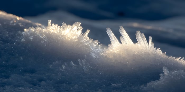Closeup Sparkling Ice Crystals on Snow Winter Scene photo