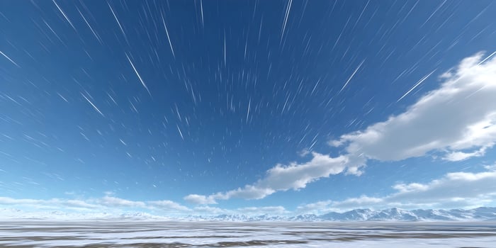 Snowy Landscape with Star Trails Timelapse Mountains Sky Clouds photo