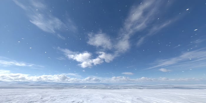 Snowy Landscape Winter Scene Blue Sky White Snow Ground Cold Weather photo