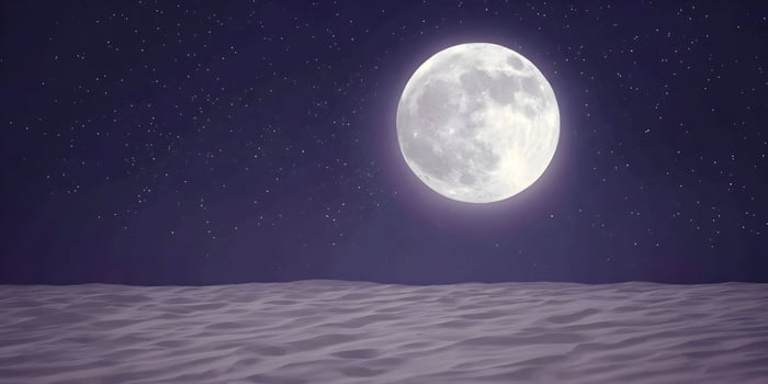 Full Moon over Desert Sand Dunes Night Sky Starscape photo