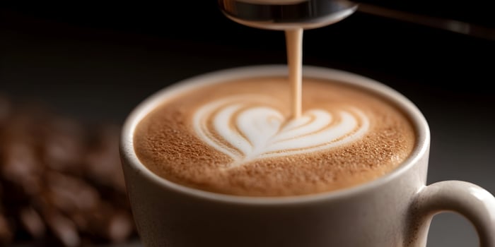 latte art coffee cup heart shape milk foam espresso drink photo