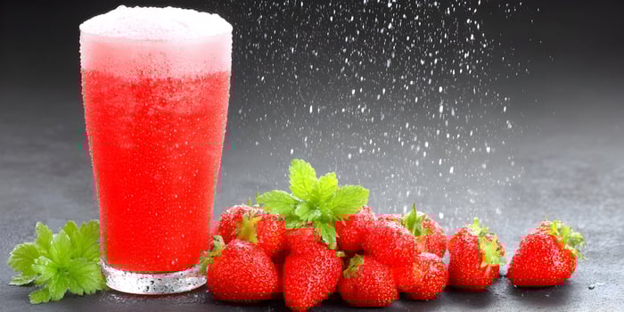 Refreshing Strawberry Drink with Fresh Strawberries and Mint photo