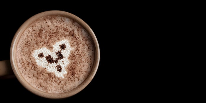 Pixel Heart Hot Chocolate Coffee Cup Drink Beverage Cocoa photo