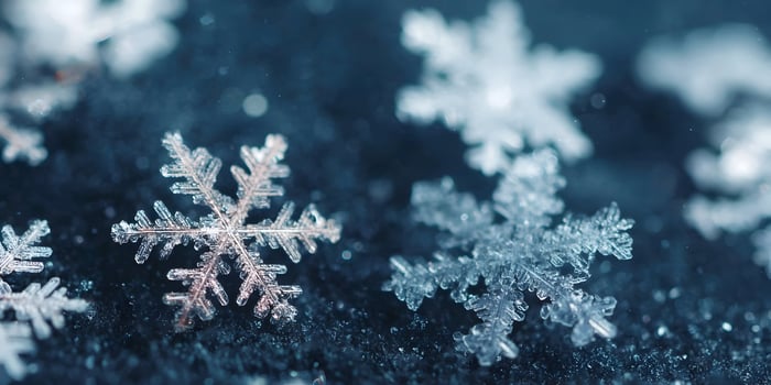 Closeup Detailed Ice Crystals Snowflakes Winter Background photo