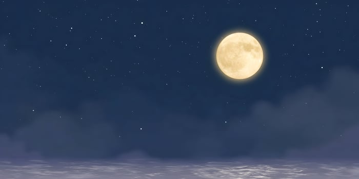 Full Moon Night Sky Clouds Starscape Peaceful Night Scene photo