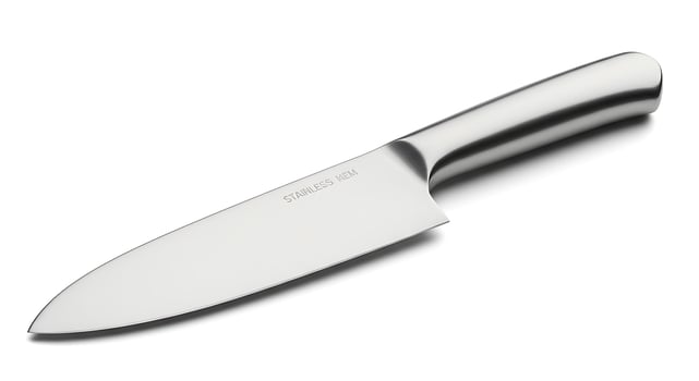 Chef's Knife Stainless Steel Kitchen Knife on White Background photo