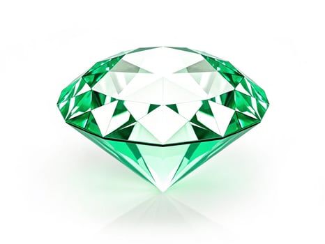 Emerald. Precious faceted stone emerald. Emerald on a white background. photo