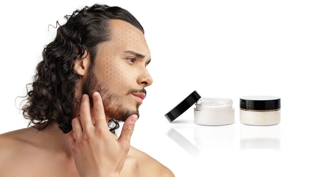 Grooming routine with skincare products for men featuring natural elements and contemporary style photo