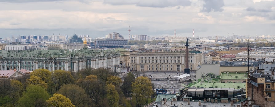 View of Historic Architecture in St. Petersburg With Cloudy Skies and Cityscape photo