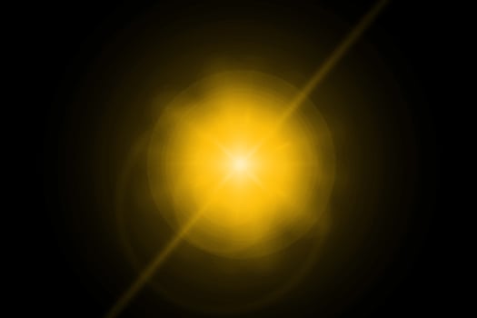 Bright yellow lens flare burst with radial glow and star-shaped center. Ideal for visual effects and light overlays photo