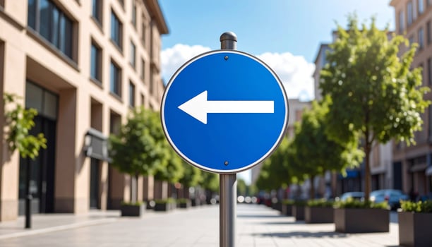 Blue Directional Road Sign Mockup photo