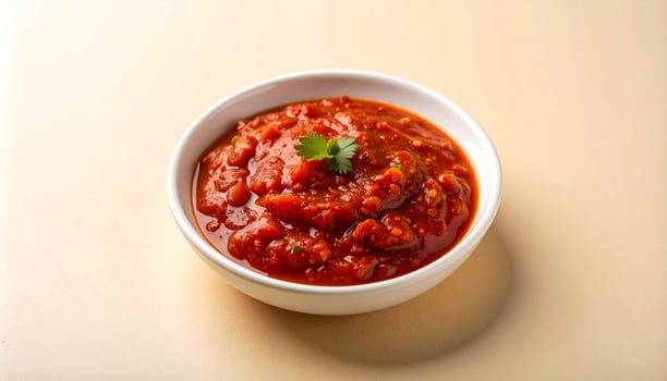 Red Chili Sambal On White Plate photo