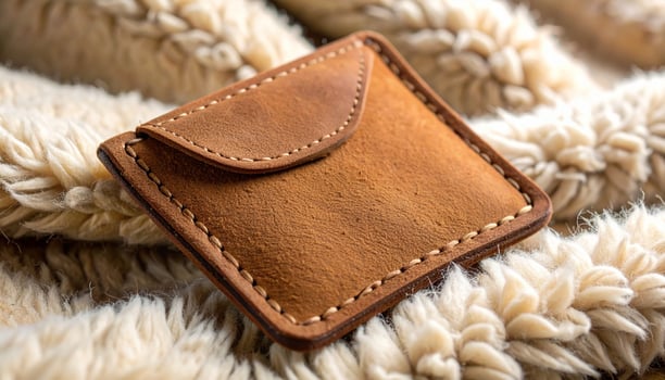 Suede Patch On Wool Background photo