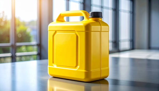 Yellow Jerry Can On Steel Table photo