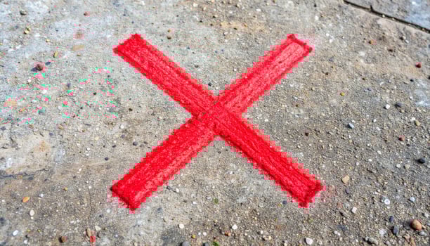Red X On Concrete Floor photo
