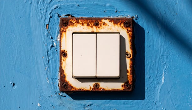 Rusty Switch On Blue Wall photo