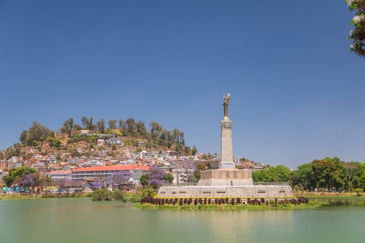 Antananarivo capital of Madagascar. Lake in center photo