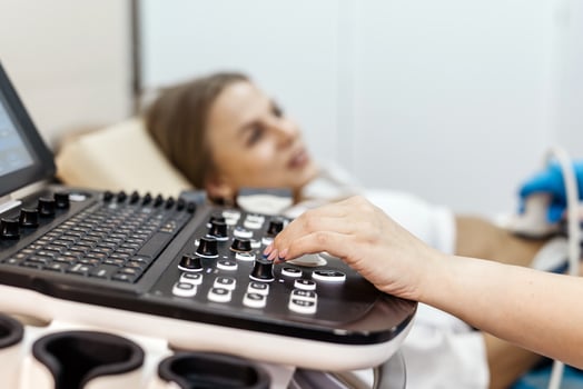 An ultrasound machine when a health care professional performs a scan. Medical imaging and diagnostic technology concept photo