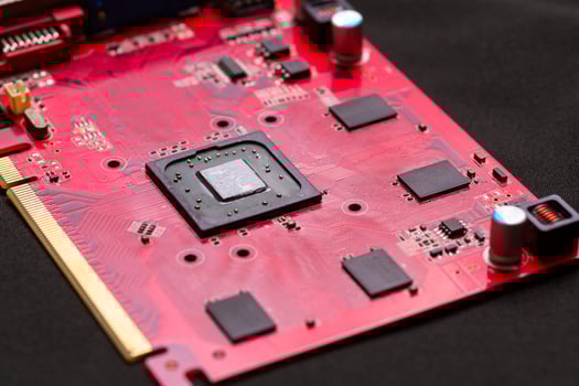 High-performance graphics card close-up technology lab product studio setting macro view innovation photo