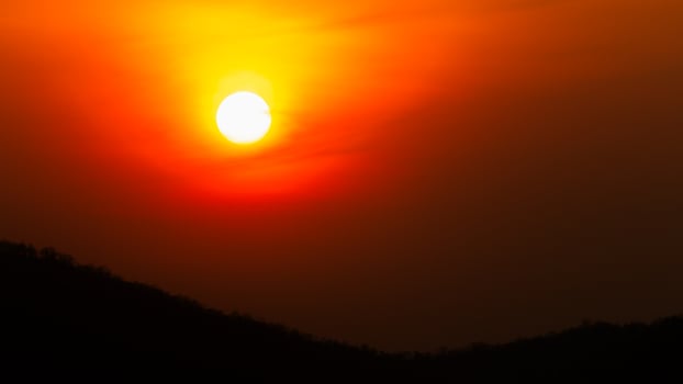 Sunset over mountains nature landscape peaceful evening scenic viewpoint photo