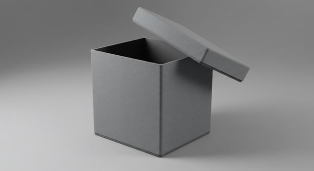 A gray box with a lid on it photo