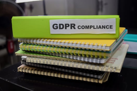Folders with the label GDPR compliance. Business management concept photo