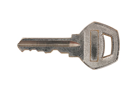 Single used home key isolated on white photo