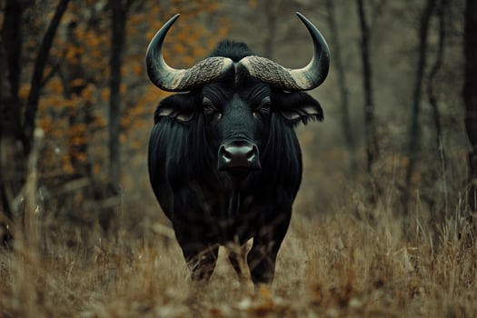 Powerful bull in a forest photo