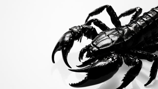A black scorpion on a white background photo