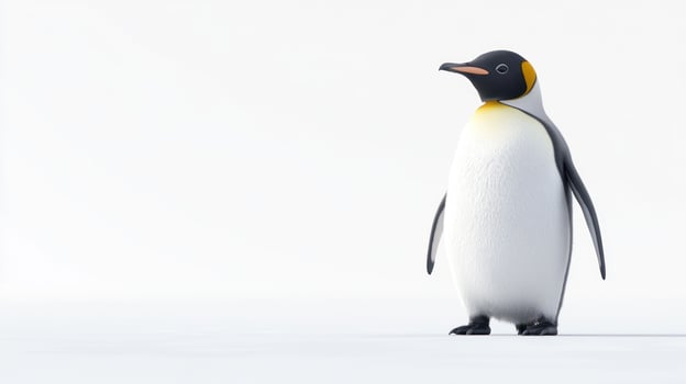 A digitally rendered emperor penguin stands on a plain white background photo