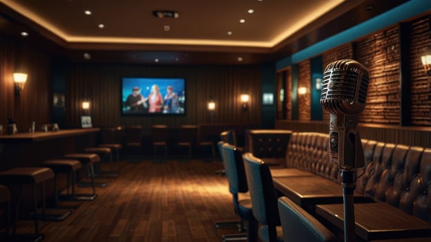 Interior of a dimly lit music venue photo