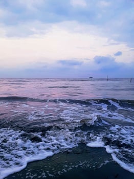 Tranquil Twilight Seascape Muted Hues and Gentle Waves photo
