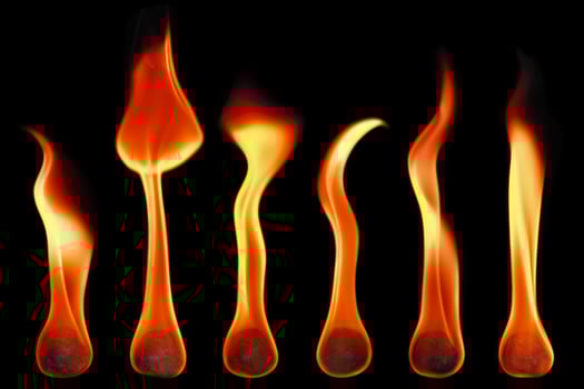 fireballs and flames isolated on black photo
