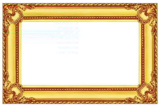 antique gold wooden frame isolated on white photo