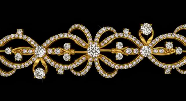 Gold and Diamond Jewelry Ornament Intricate Design Close Up Luxury Gems photo