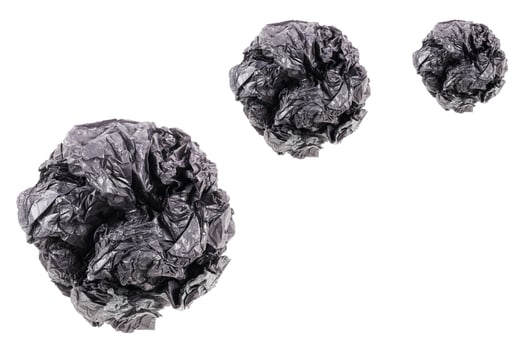 throwing crumpled paper ball isolated on white photo