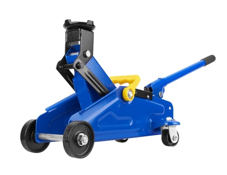Hydraulic car jack on white back photo