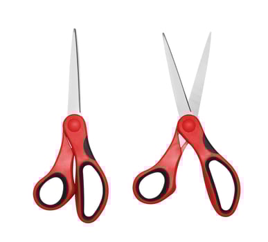 Scissors on a white photo