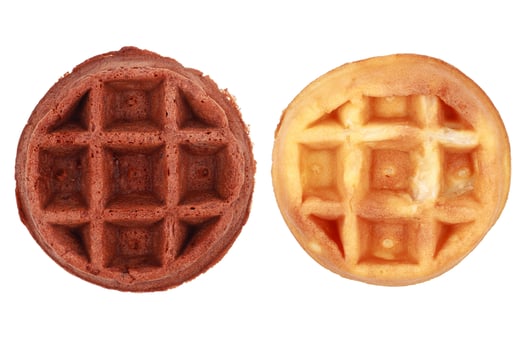 Circle waffle isolated on white photo
