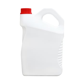 white plastic oil gallon isolated on white photo