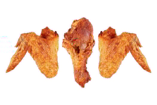 deep fry chicken wings and thigh isolated on white photo