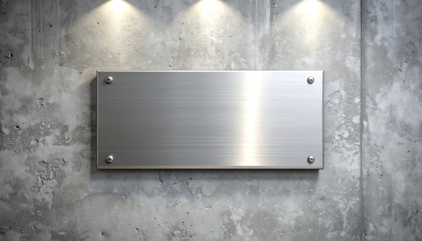 Blank Metal Nameplate On Concrete photo
