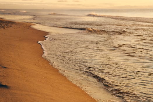 Sunset on the baltic sea. Settlement Yantarniy, Kaliningrad region photo