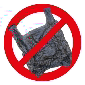 No plastic bag sign and icon isolated on white photo