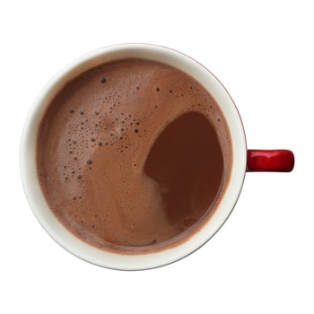 hot chocolate in red cup isolated on white. photo