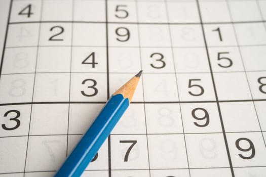 Sudoku puzzle game playing challenge brain. photo