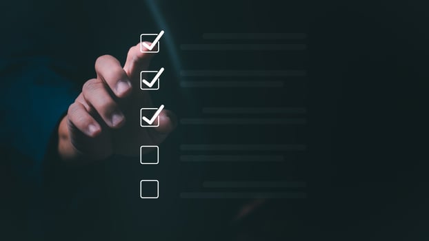 a Businessmen mark check blocks to verify the correctness and approve or accept the agreement. in digital documents Concept of working via the internet photo