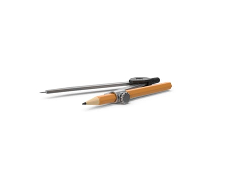 Pencil Compass Drawing Tools Precision Instruments for Design 3d white background photo