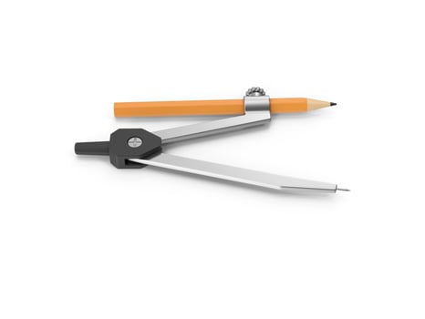 Pencil Compass Geometry Tool for Drawing and Measuring 3d white background photo