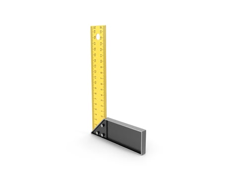 Precision Measuring Tool Yellow Metal Square 3d white background photo